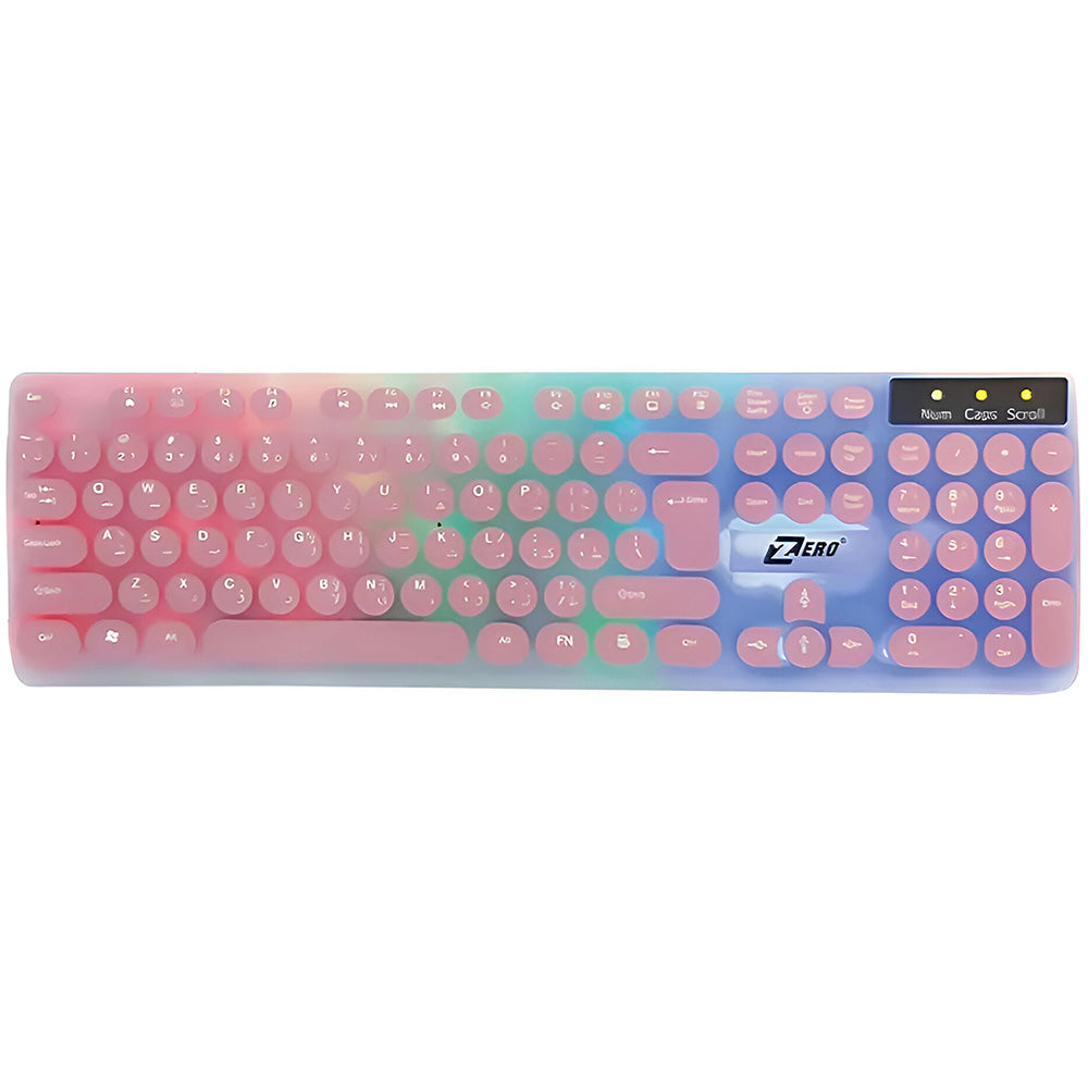 Zero ZR-2050 Wired Rainbow Gaming Keyboard English & Arabic - Pink