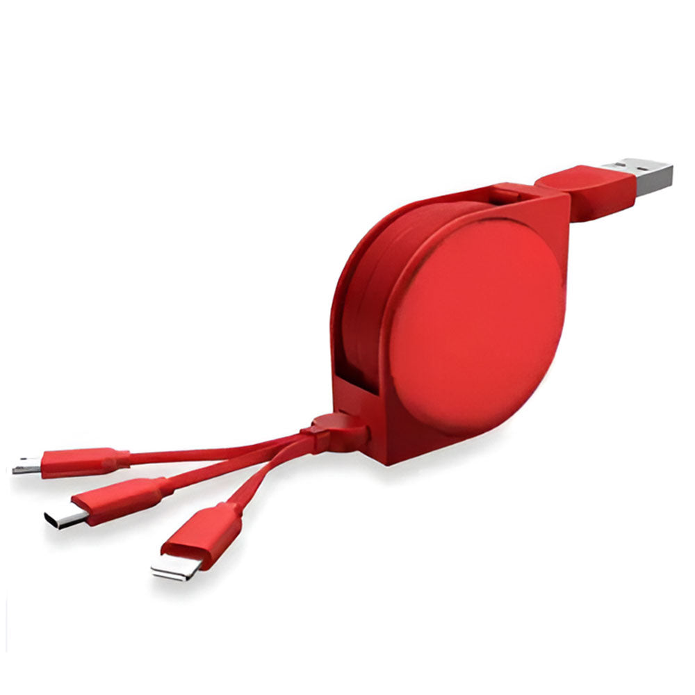 Oatsbasf QPPKJ002-2016 USB To Micro + Type-C + Lightning 3in1 Charging Cable - Red