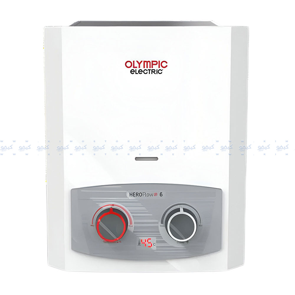 سخان مياه غاز اوليمبيك 6 لتر Hero Flow OYG06313WL (محول) - أبيض