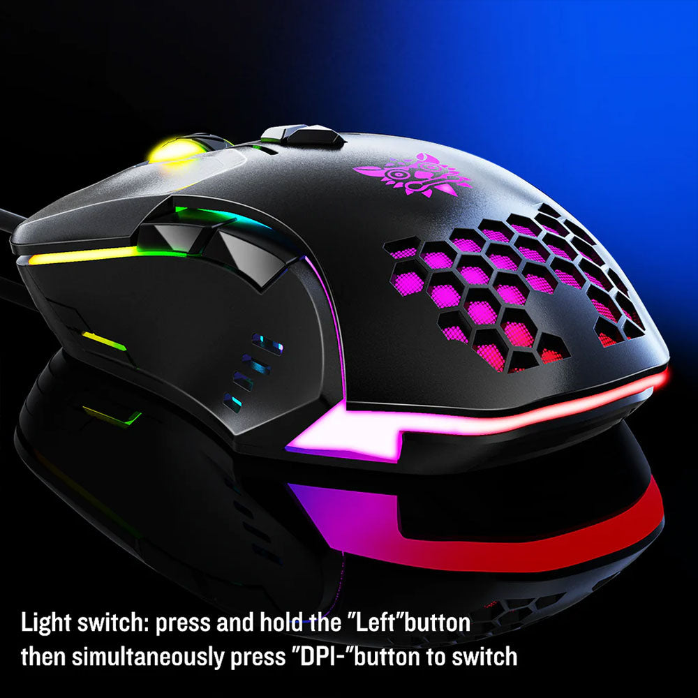 Onikuma CW902 Wired RGB Gaming Mouse 3600Dpi