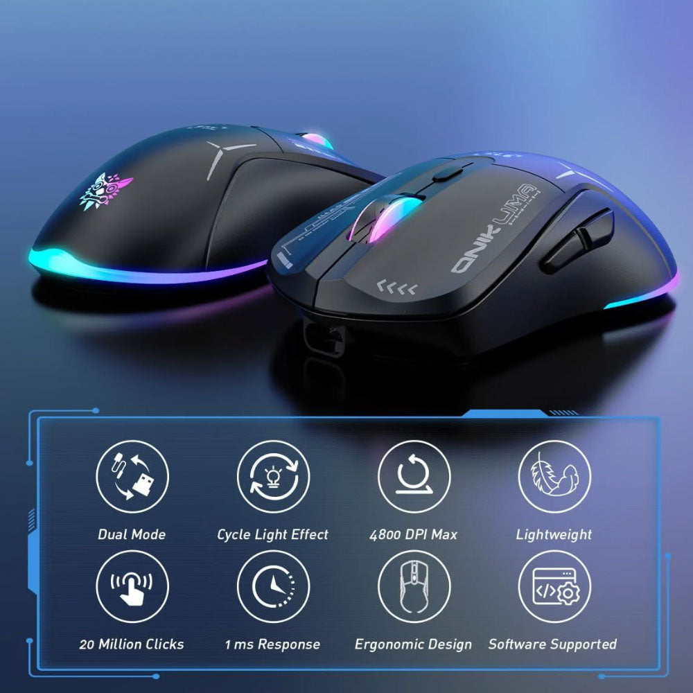 ماوس اونيكوما لاسلكي وسلكي ثنائي الوضع RGB جيمنج 4800 نقطة في البوصة CW917 

