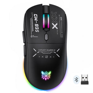 ماوس اونيكوما لاسلكي و سلكي بلوتوث قابل للشحن ثلاثي الوضع RGB جيمنج 12800 نقطة فى البوصة CW935 - أسود