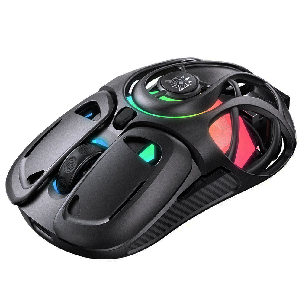 Onikuma DM02 Triple-Mode Rechargeable Bluetooth Wireless & Wired RGB Gaming Mouse 12800Dpi - Black