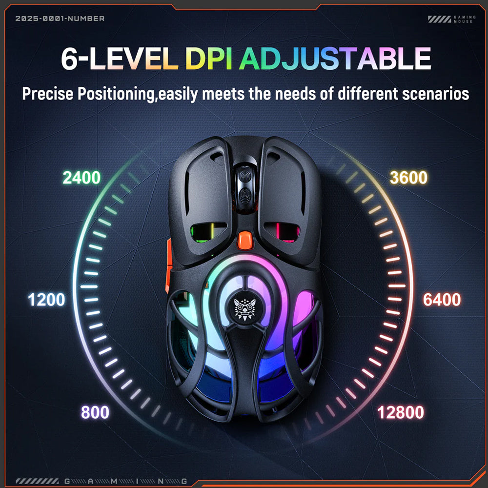 ماوس اونيكوما لاسلكي و سلكي بلوتوث قابل للشحن ثلاثي الوضع RGB جيمنج 12800 نقطة فى البوصة 