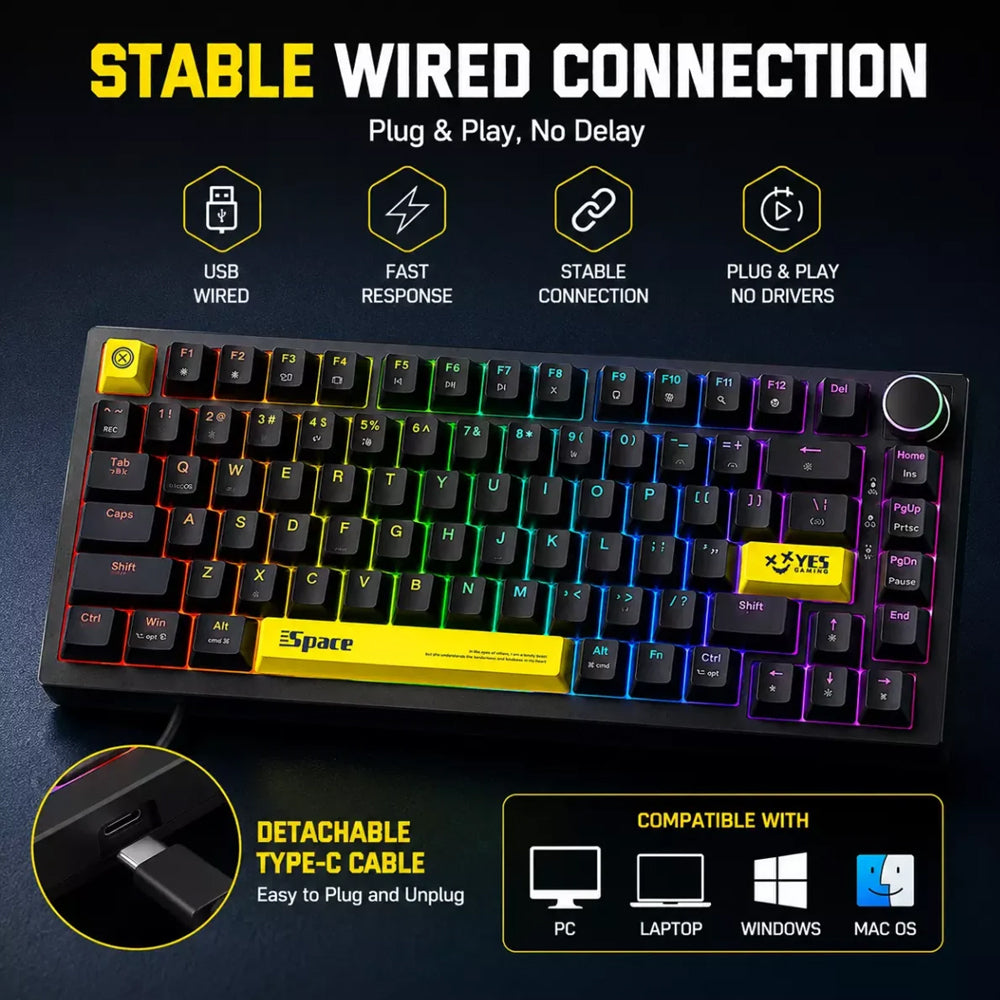 Onikuma G52 Jixian Red Switch Wired RGB Gaming Keyboard English - Black
