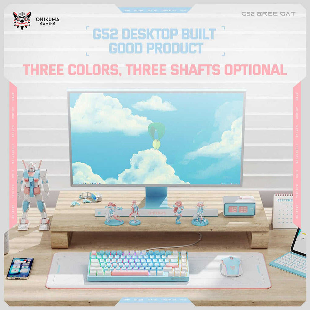 كيبورد اونيكوما سلكى سويتش أحمر RGB RGB جيمنج إنجليزى G52 - أبيض × أزرق