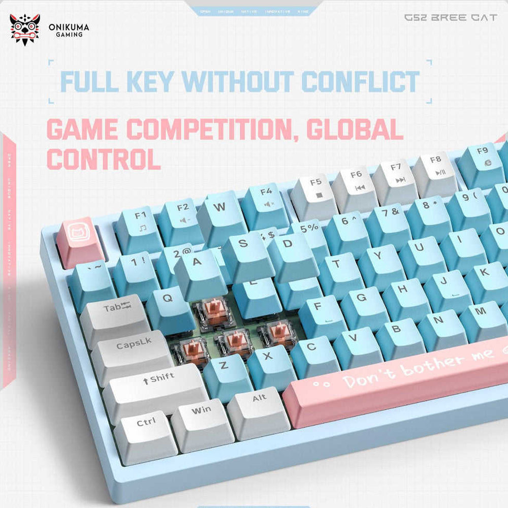 Onikuma G52 Red Switch Wired RGB Gaming Keyboard English - White x Blue