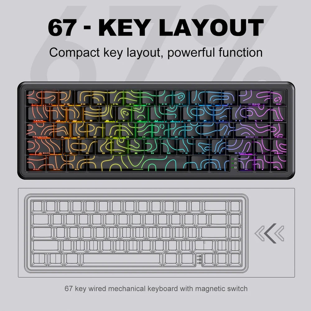 Onikuma G67 Magnetic Switch Wired RGB Gaming Keyboard English - Black