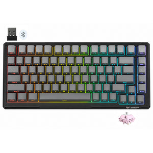 كيبورد اونيكوما سلكي و لاسلكي بلوتوث ثلاثي الوضع RGB جيمنج إنجليزي G83 - اسود