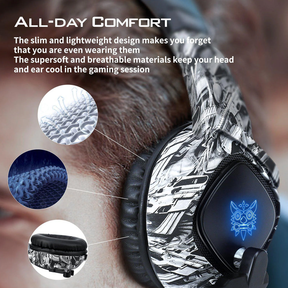 Onikuma K19 RGB Gaming Headset - Camouflage Gray