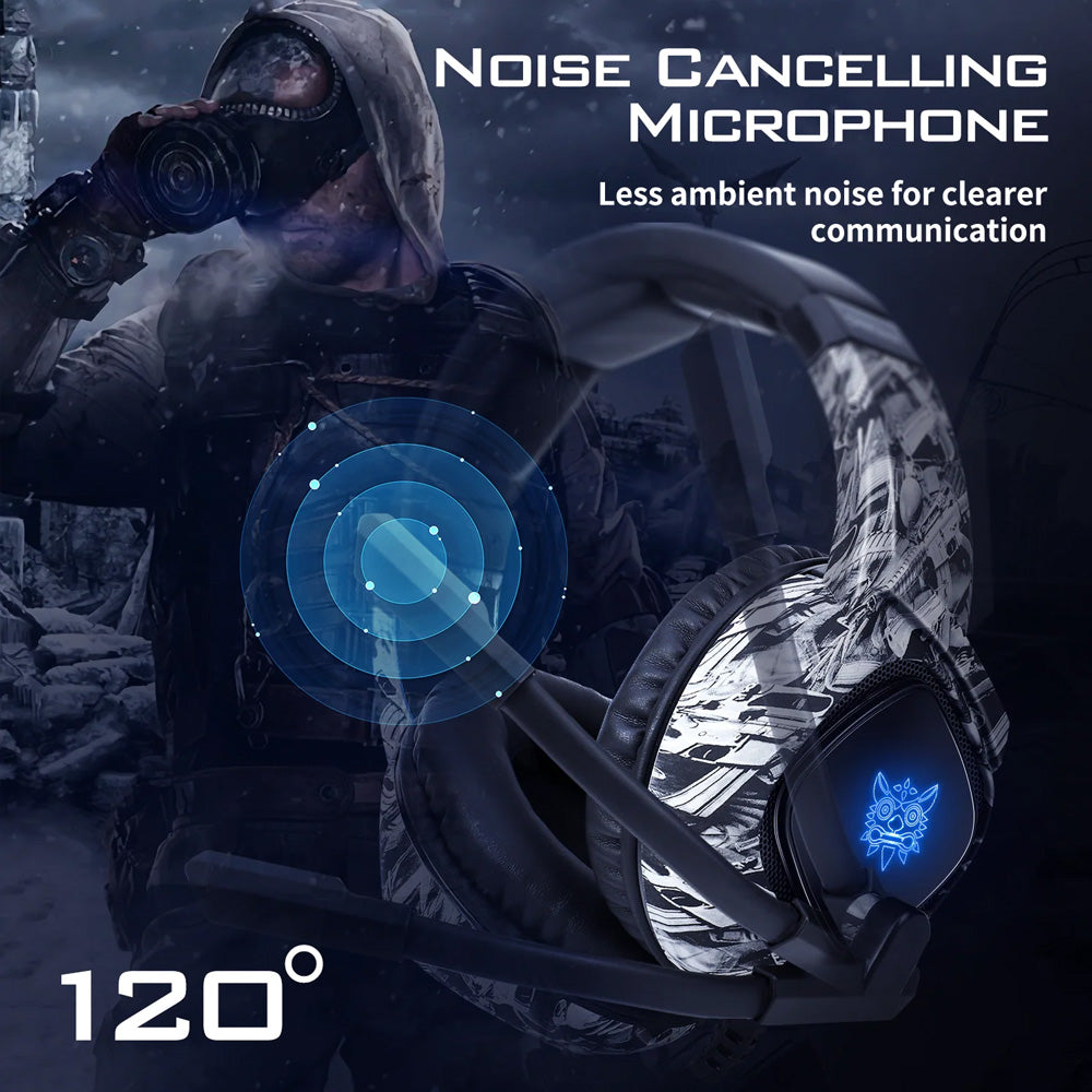 Onikuma K19 RGB Gaming Headset - Camouflage Gray