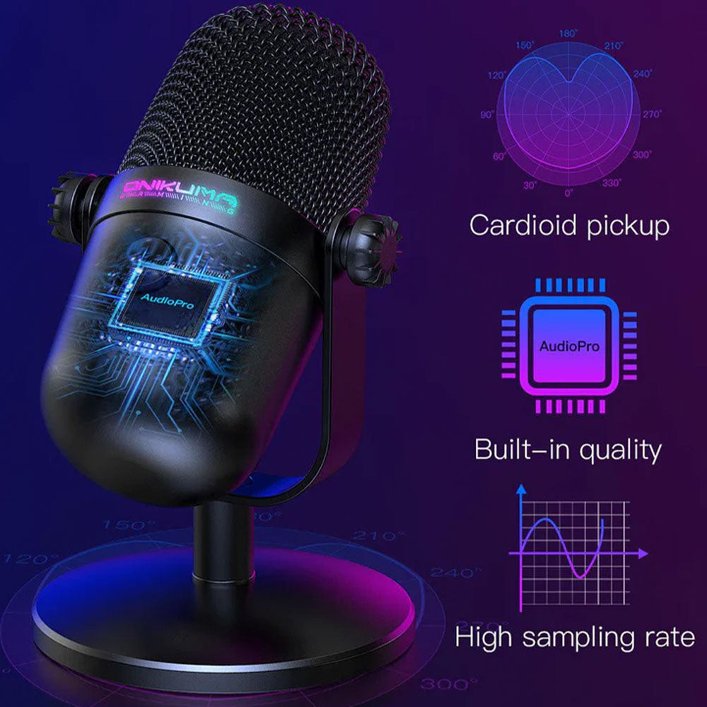 Onikuma M830 Condenser Wired RGB Gaming Microphone

