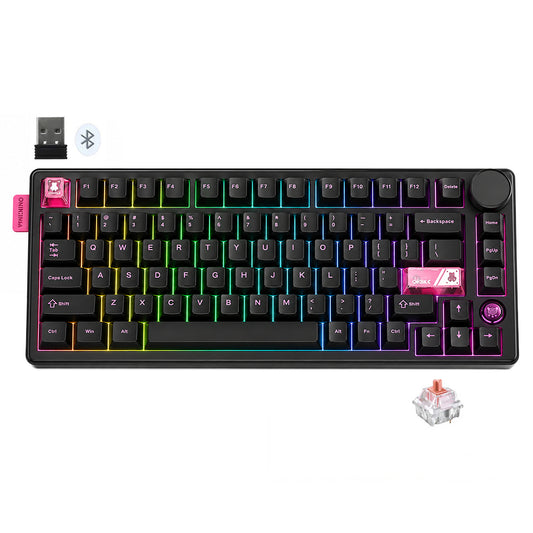 MT706 Triple Mode Bluetooth Wireless & Wired RGB Gaming Keyboard English - Black