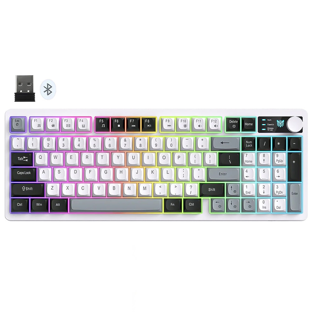 Onikuma MT902 Silent Triple Mode Bluetooth Wireless & Wired RGB Gaming Keyboard English