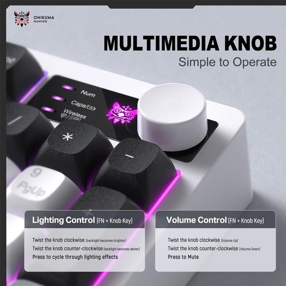 كيبورد اونيكوما سلكي و لاسلكي بلوتوث ثلاثي الوضع RGB جيمنج إنجليزي MT902