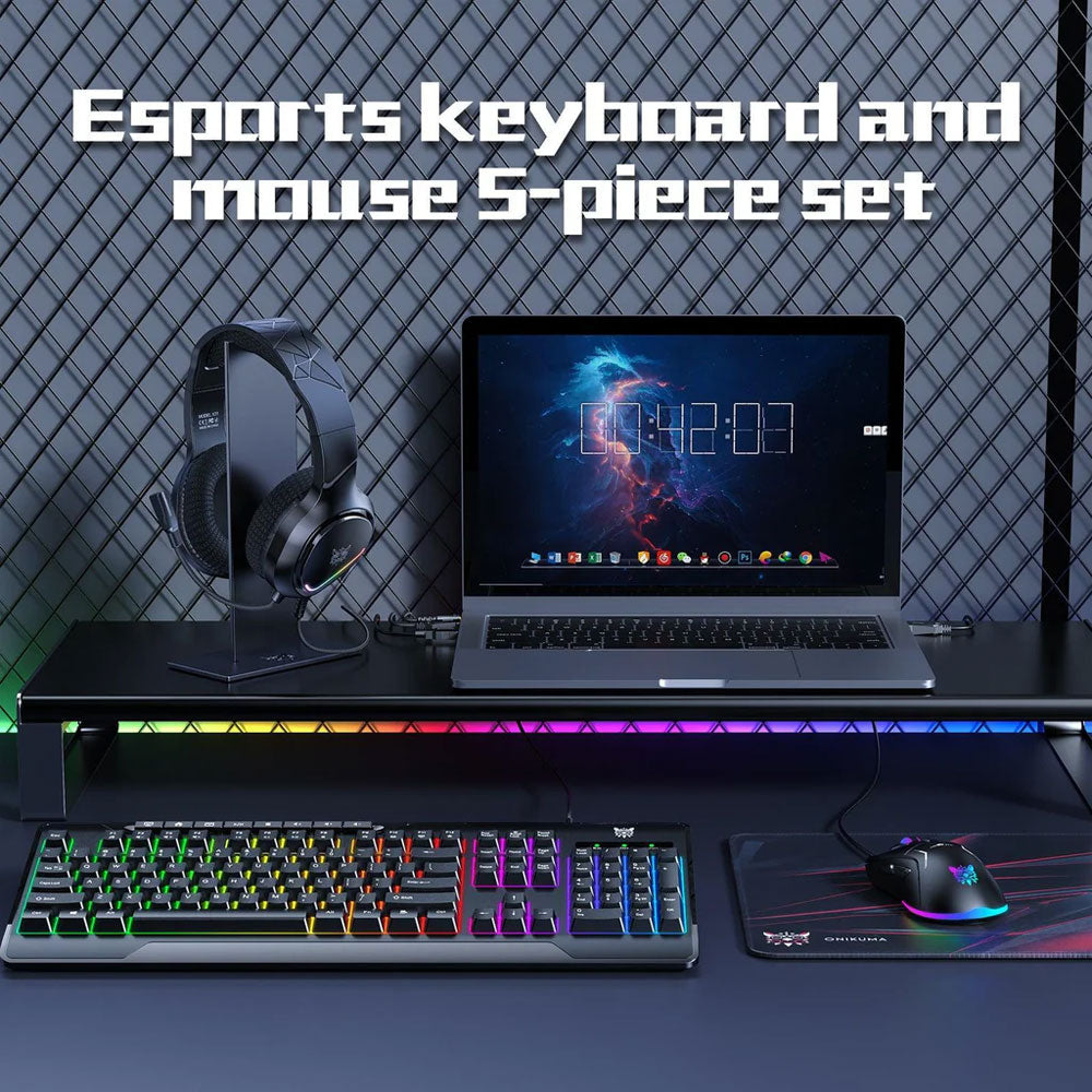 Onikuma TZ5008 5in1 Wired RGB Gaming Combo 