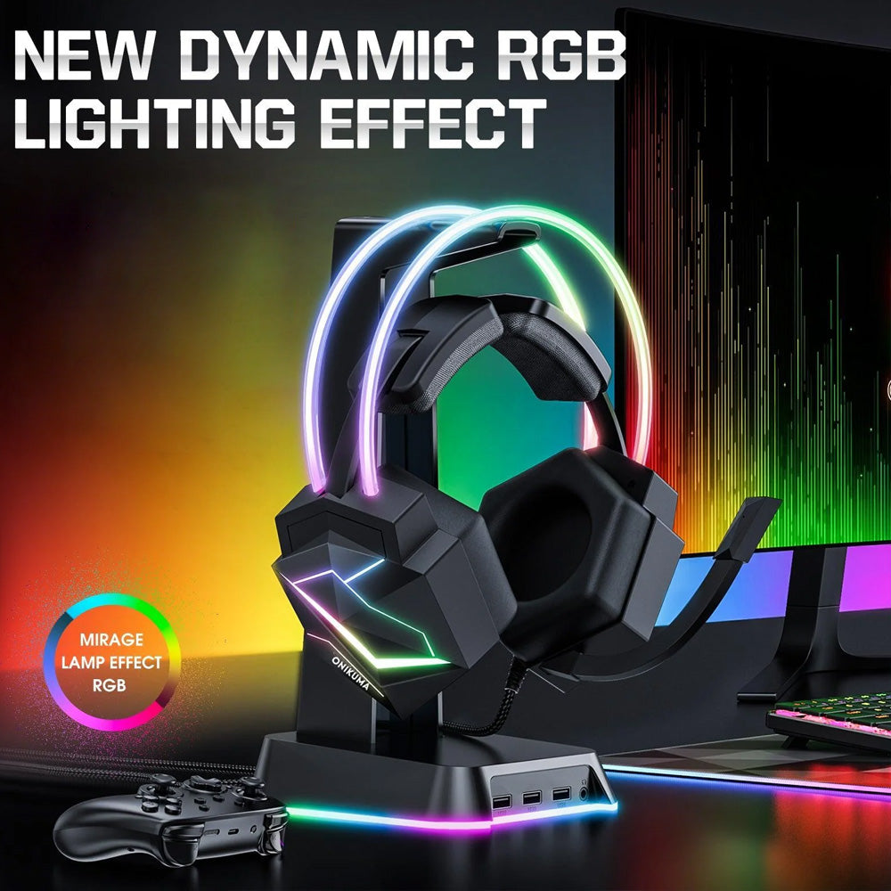 Onikuma X20 RGB Gaming Headset 7.1 Surround Sound - Black