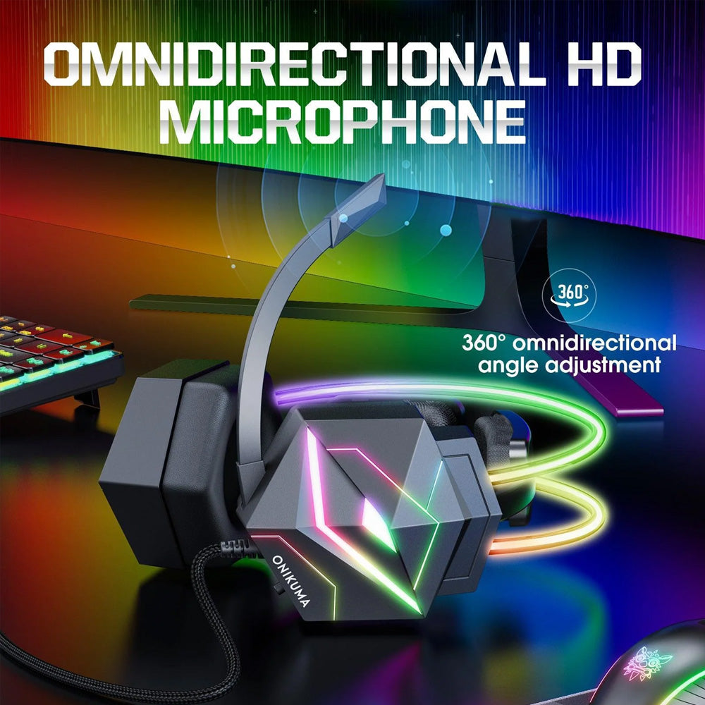 Onikuma X20 RGB Gaming Headset 7.1 Surround Sound - Black