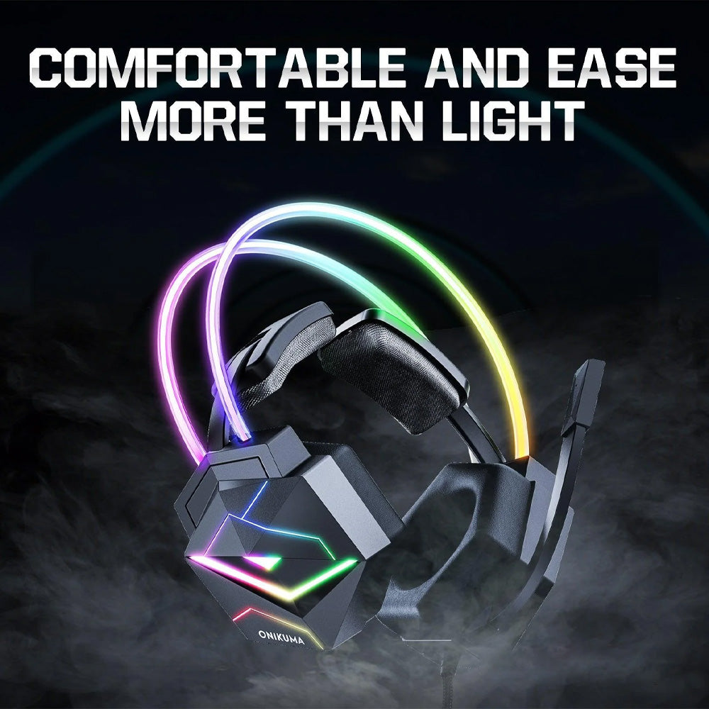 Onikuma X20 RGB Gaming Headset 7.1 Surround Sound - Black