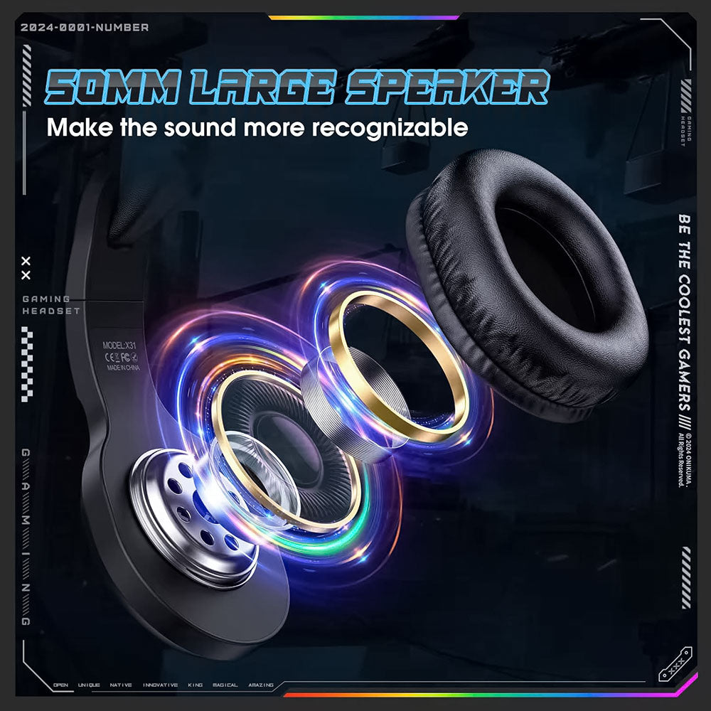 Onikuma X31 RGB Gaming Headset - Black