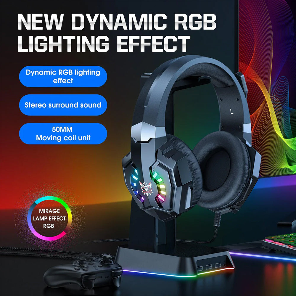 سماعة رأس اونيكوما RGB جيمنج - أسود