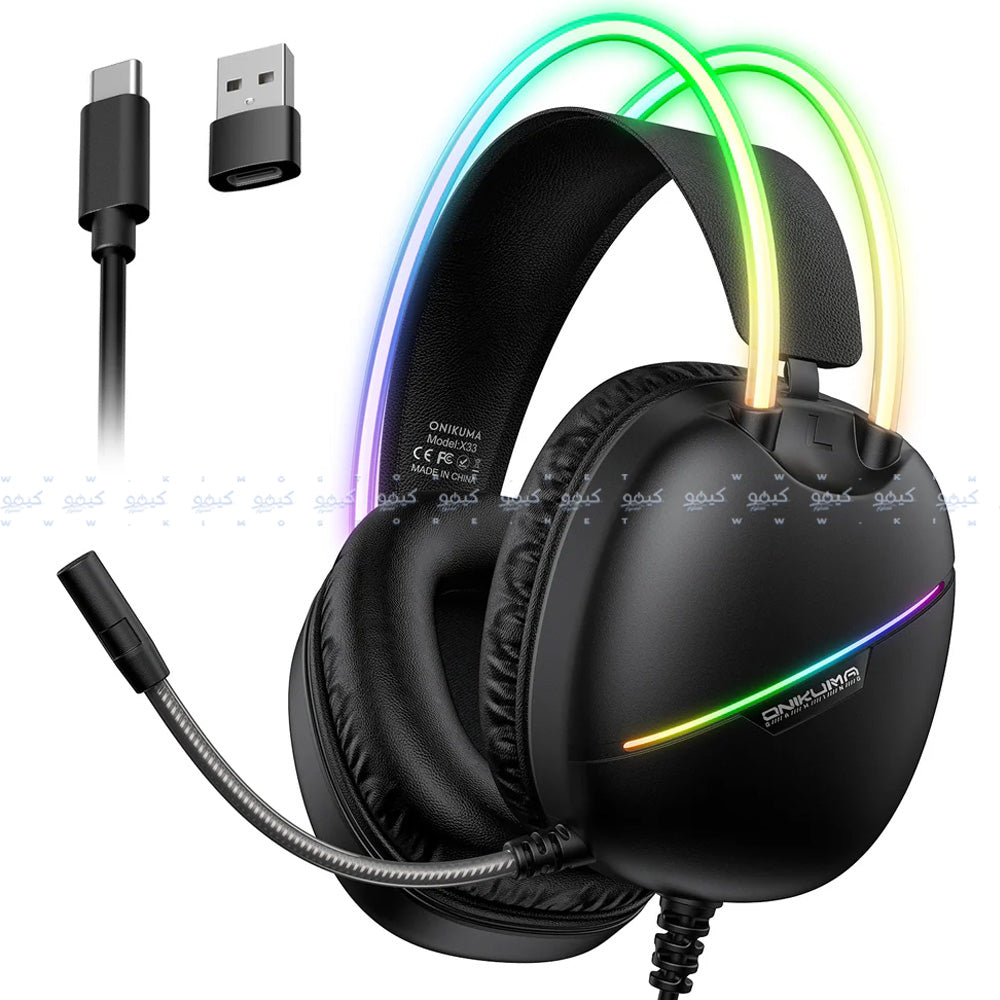 Onikuma X33 RGB Gaming Headset - Black