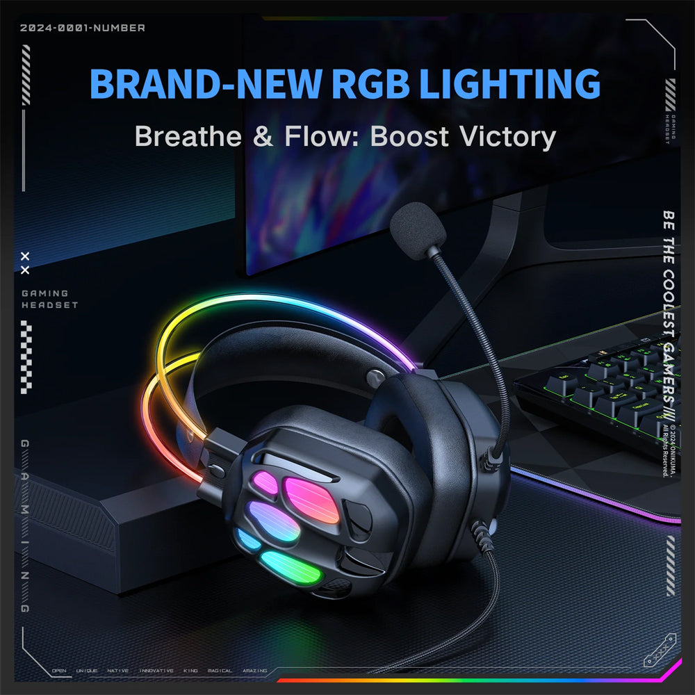 سماعة رأس اونيكوما RGB جيمنج X88 - أسود