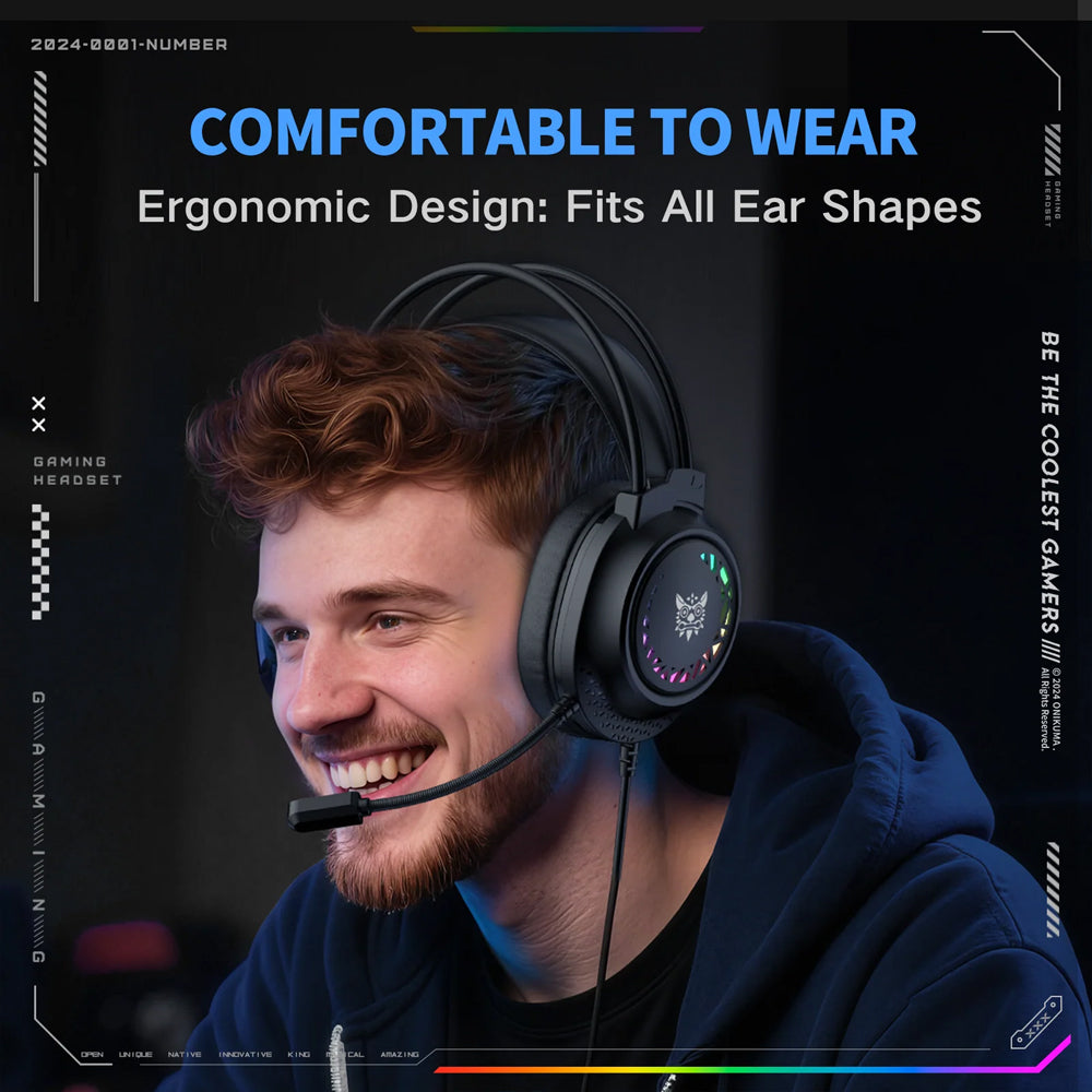 سماعة رأس اونيكوما RGB جيمنج X92 - أسود