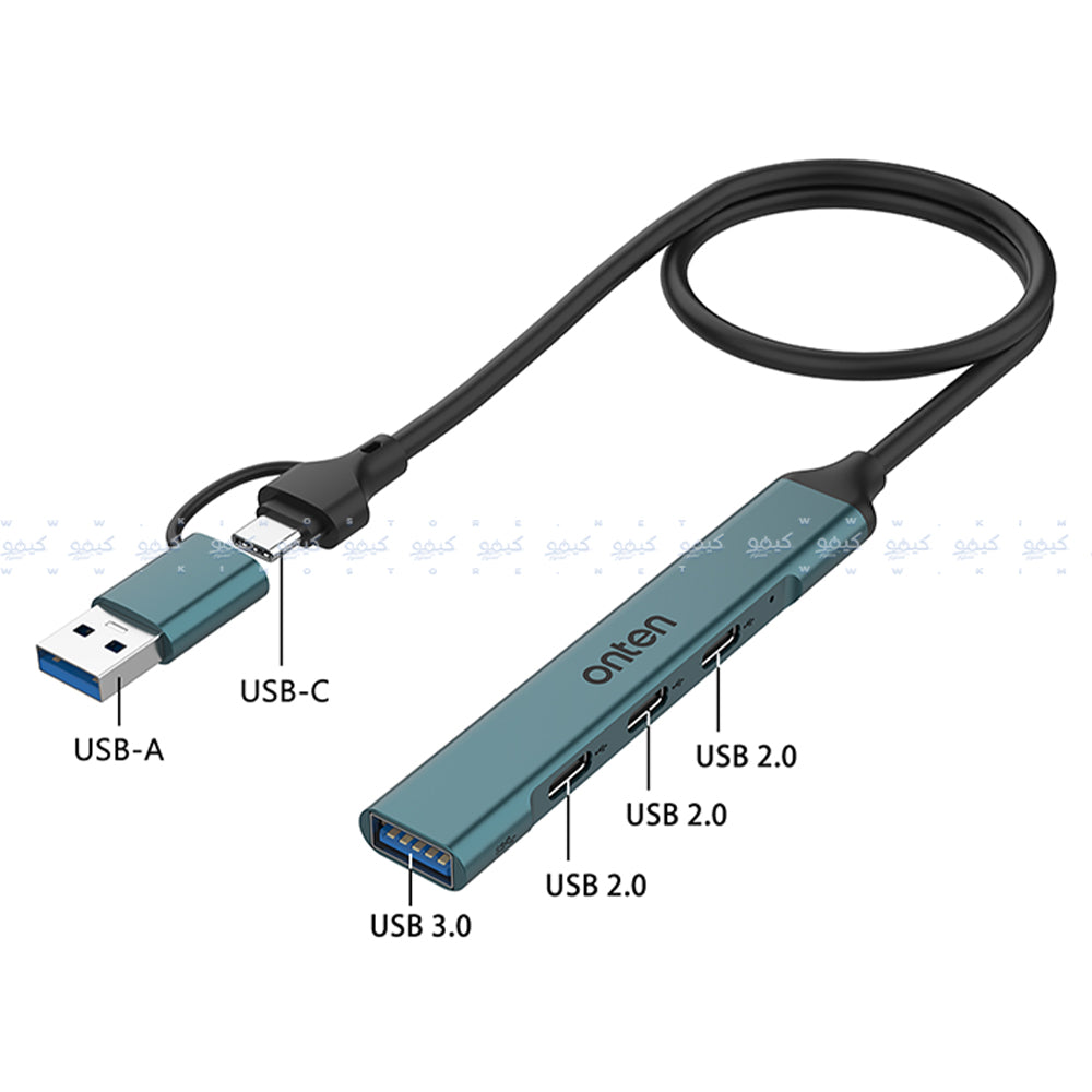 محول موزع تايب سي + يو اس بي 4 في 2 أونتين OTN-UCA9703S