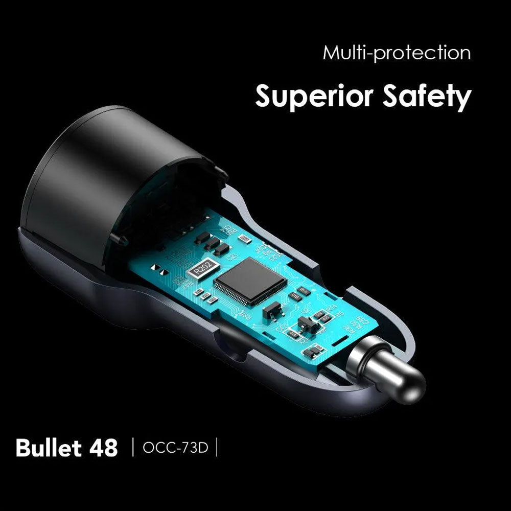 Oraimo Bullet 48 OCC-73D Car Charger Type-C +  USB 48W Fast Charging - Black