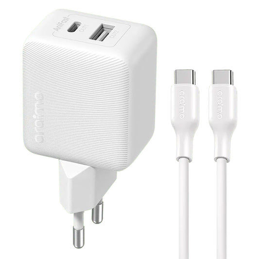 Oraimo PowerCube 201 OCW-5203ECC Wall Charger PD Type-C + USB + Type-C Cable 20W Fast Charging - White