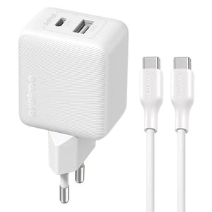 Oraimo PowerCube 201 OCW-5203ECC Wall Charger PD Type-C + USB + Type-C Cable 20W Fast Charging - White