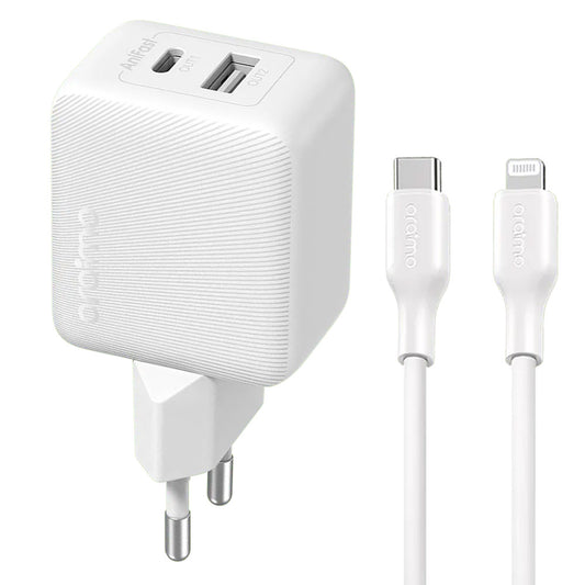 Oraimo PowerCube 201 OCW-5203ECL Wall Charger PD Type-C + USB + Lightning Cable 20W Fast Charging - White