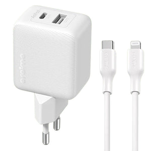 Oraimo PowerCube 201 OCW-5203ECL Wall Charger PD Type-C + USB + Lightning Cable 20W Fast Charging - White