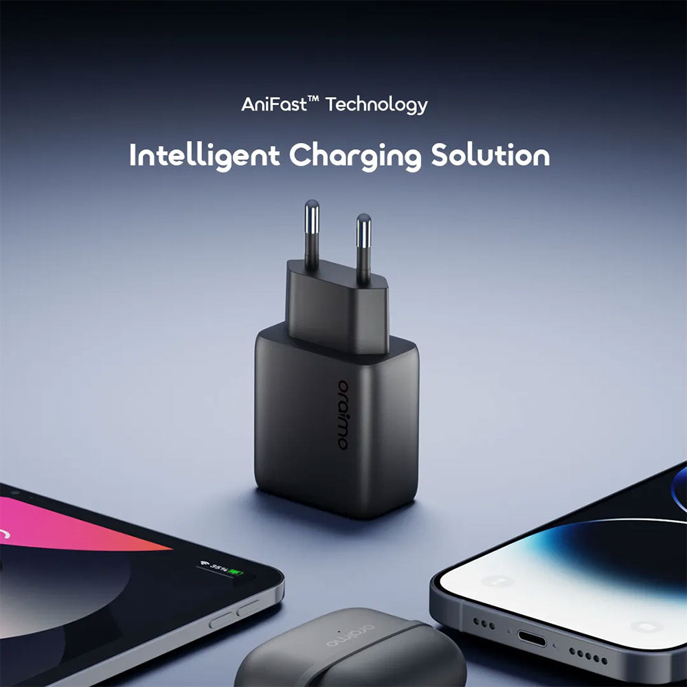 Oraimo PowerGaN 251 OCW-5251ECC Wall Charger PD Type-C 25W Fast Charging - Black