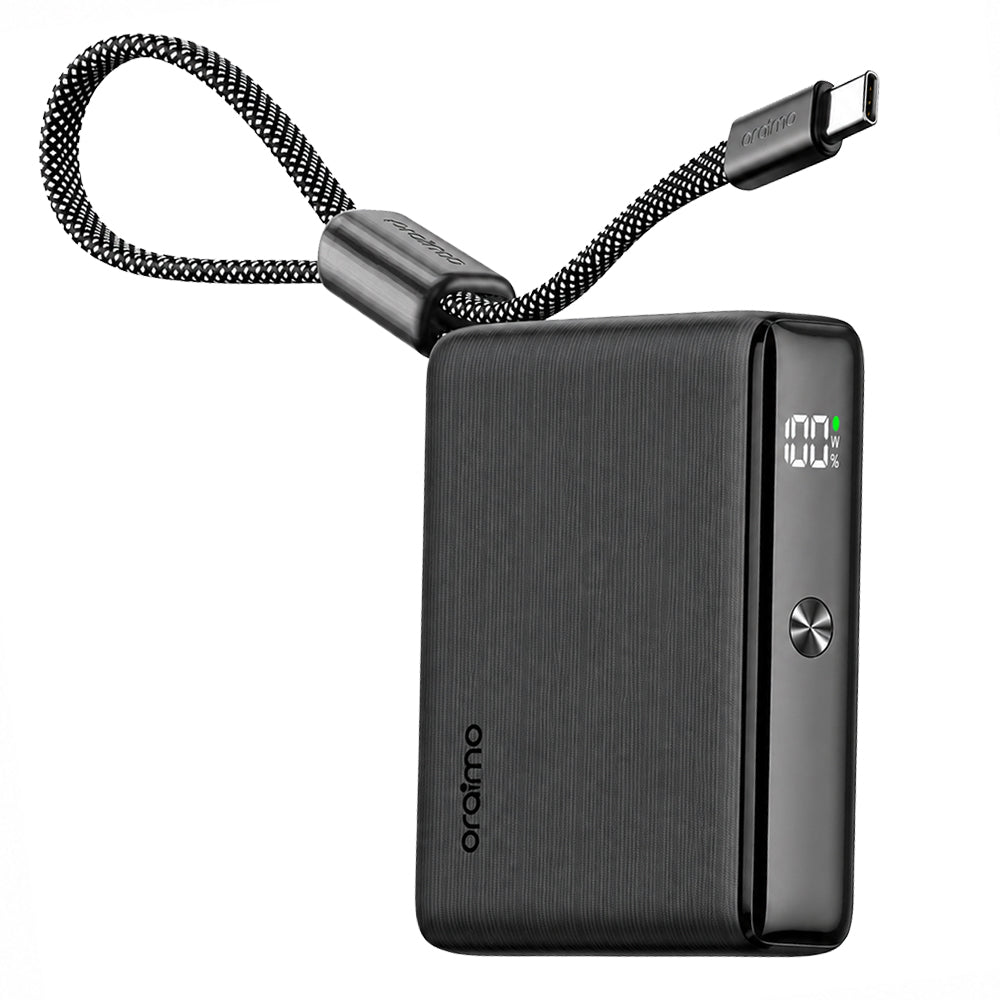 Oraimo PowerNova L21 OPB-7203C Power Bank USB + Type-C 30W Fast Charging 20000mAh Built-In Type-C Cable - Black