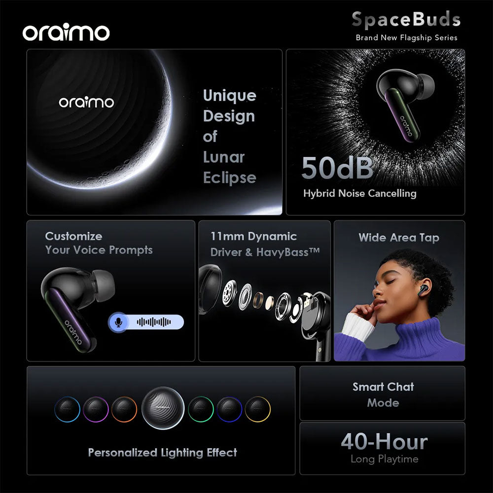 ايربادز اورايمو SpaceBuds OTW-630 - رمادي داكن