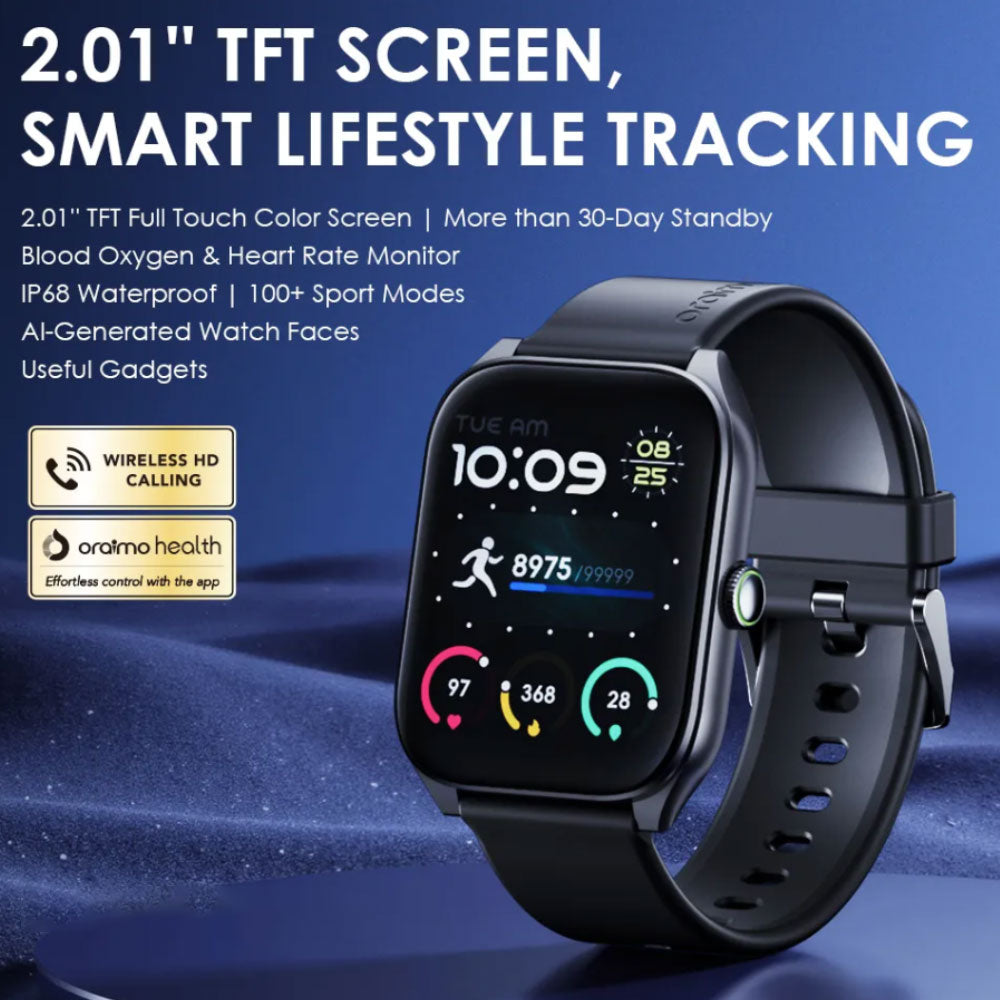 Oraimo Watch 5N OSW-806N Smart Watch Black Case With Black Strap
