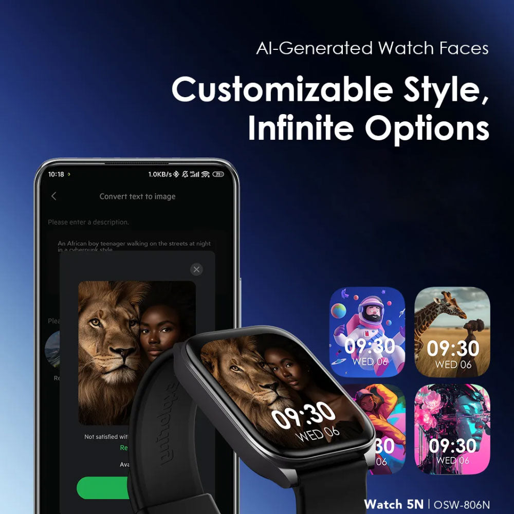 Oraimo Watch 5N OSW-806N Smart Watch Black Case With Black Strap