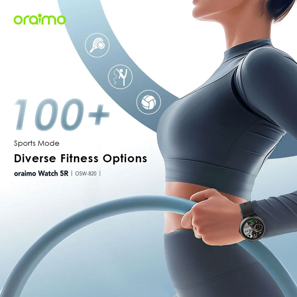 Oraimo Watch 5R OSW-820 Smart Watch Black Case With Black 