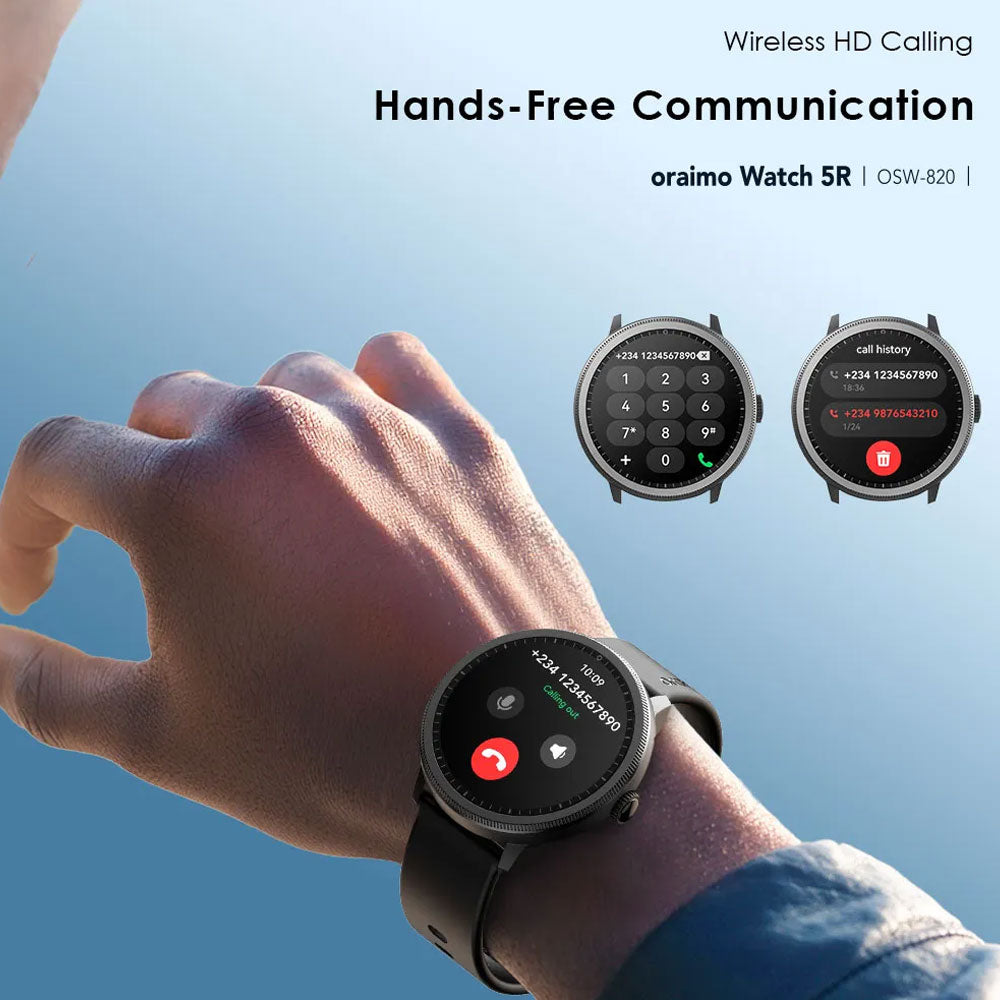 ساعة سمارت اورايمو 5R OSW-820 هيكل أسود مع سوار سيليكون 