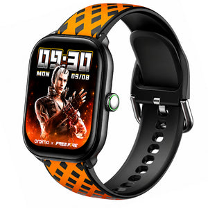 ساعة سمارت اورايمو 6 HAYATO X Free Fire OSW-809 هيكل اسود مع سوار سيليكون أحمر