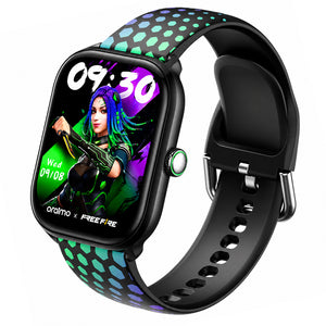 ساعة سمارت اورايمو 6 Moco X Free Fire OSW-809 هيكل اسود مع سوار سيليكون أخضر