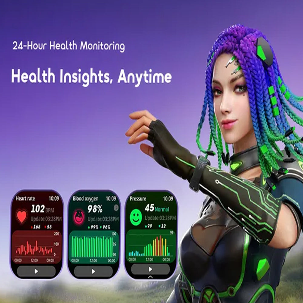 ساعة سمارت اورايمو 6 Moco X Free Fire OSW-809 هيكل اسود مع سوار سيليكون أخضر