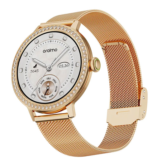 Oraimo Watch Muse 2 OSW-833N Smart Watch Gold Case With Rose Gold Metal Strap