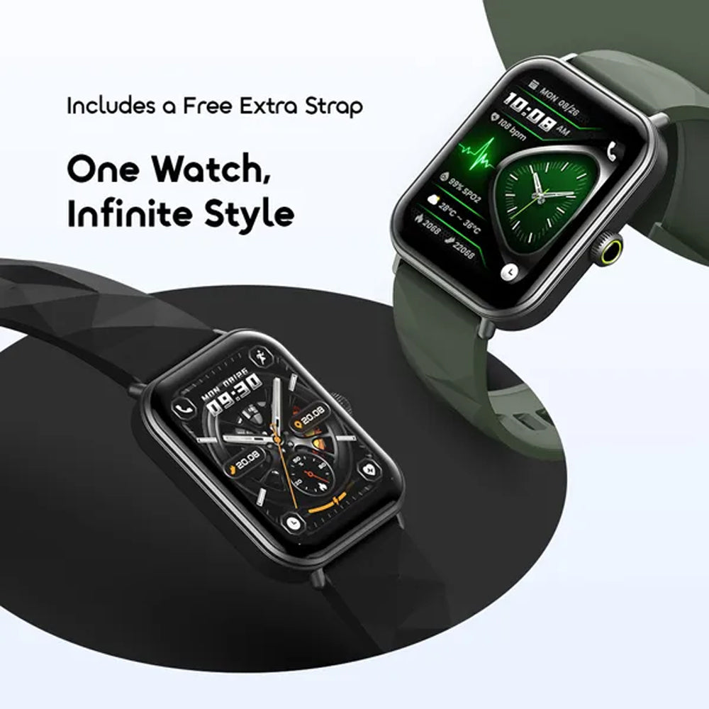 Oraimo Watch Nova 2 Lite OSW-814L Smart Watch Black Case With Black Silicone Strap & Extra Strap