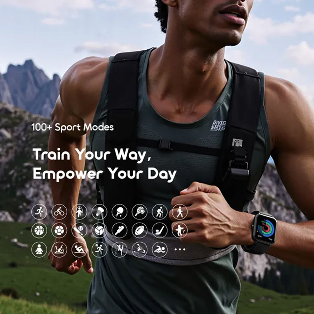 Oraimo Watch Nova 2 Lite OSW-814L Smart Watch Black Case With Black Silicone Strap & Extra Strap