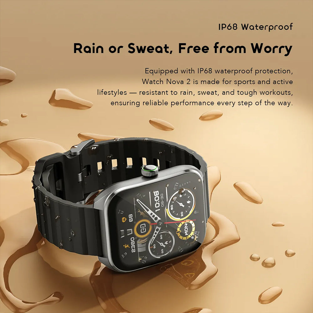 Oraimo Watch Nova 2 OSW-814 Smart Watch Black Case With Black Silicone Strap