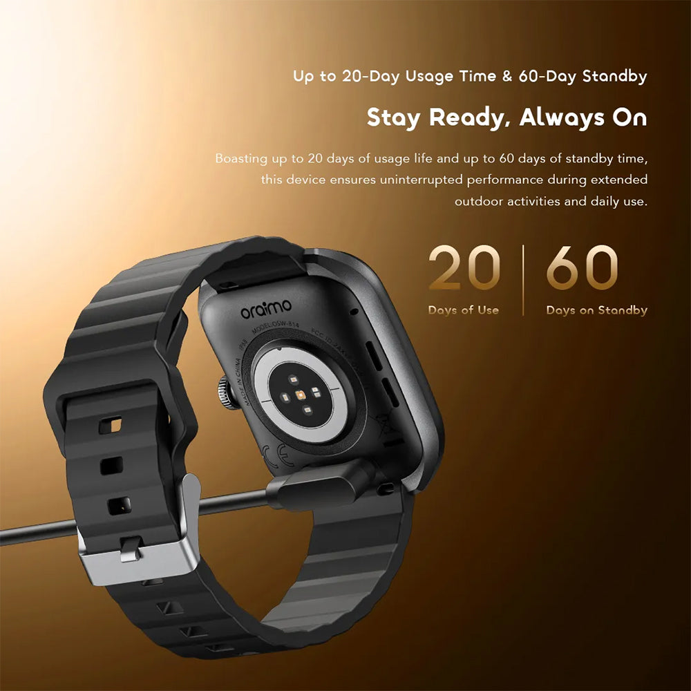 Oraimo Watch Nova 2 OSW-814 Smart Watch Black Case With Black Silicone Strap