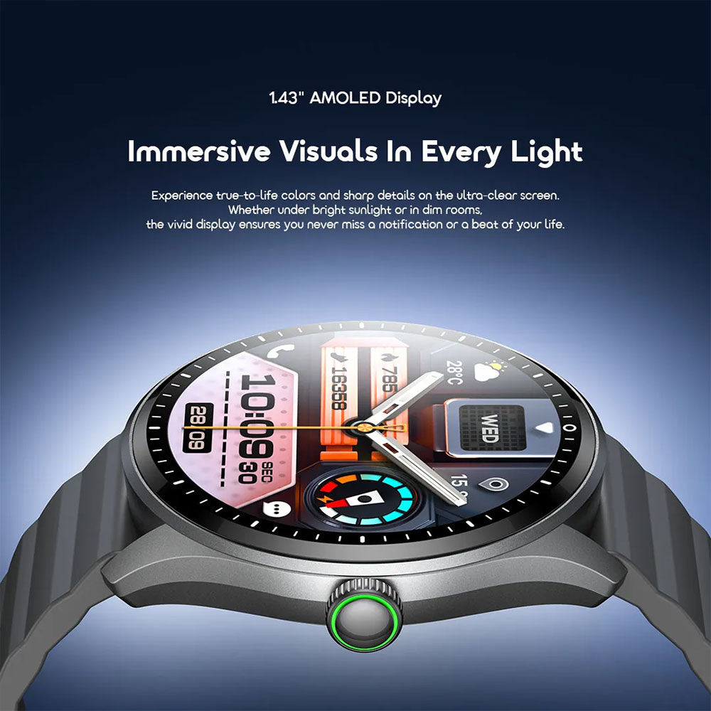 Oraimo Watch Nova 2R Lite OSW-824 Smart Watch Graphite Black Case With Black Silicone Strap